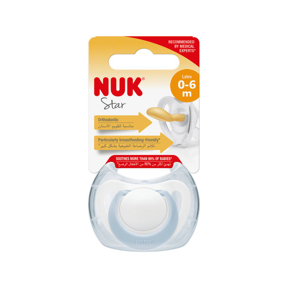 NUK Cumlík Star latex 0-6m, box modrý