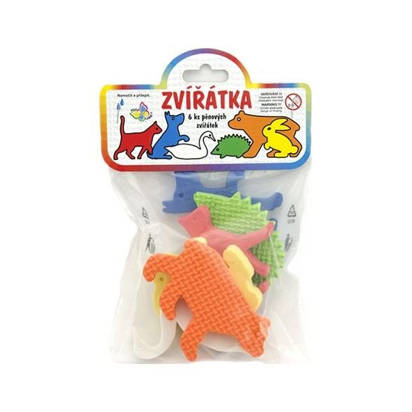 TEDDIES Vodolepky Pěnové dílky zvířátka pěna 6 dílků v sáčku 14x20x4 cm