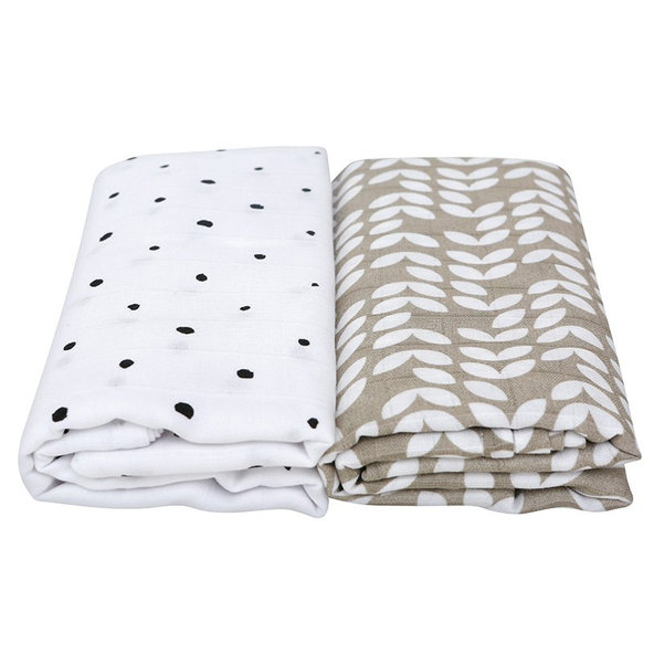 MOTHERHOOD Prikrývka a zavinovačka bavlnená mušelínová Premium 2 ks Beige Classics 100x120 cm