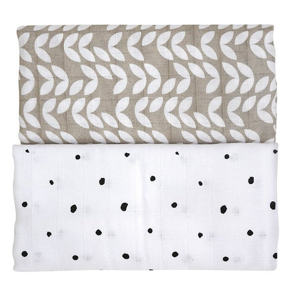 MOTHERHOOD Prikrývka a zavinovačka bavlnená mušelínová Premium 2 ks Beige Classics 100x120 cm