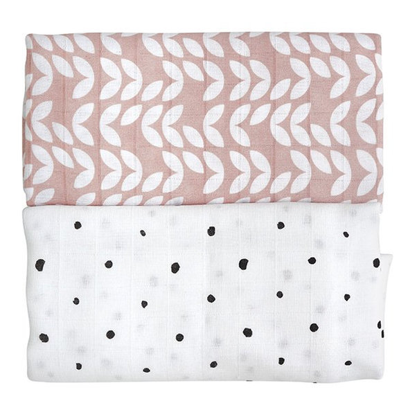 MOTHERHOOD Prikrývka a zavinovačka bavlnená mušelínová Premium 2 ks Pink Classics 100x120 cm