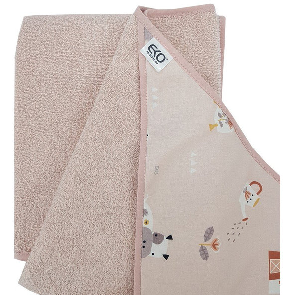 EKO Osuška na kúpanie s kapucňou bavlnená My farm Powder pink 100x100 cm