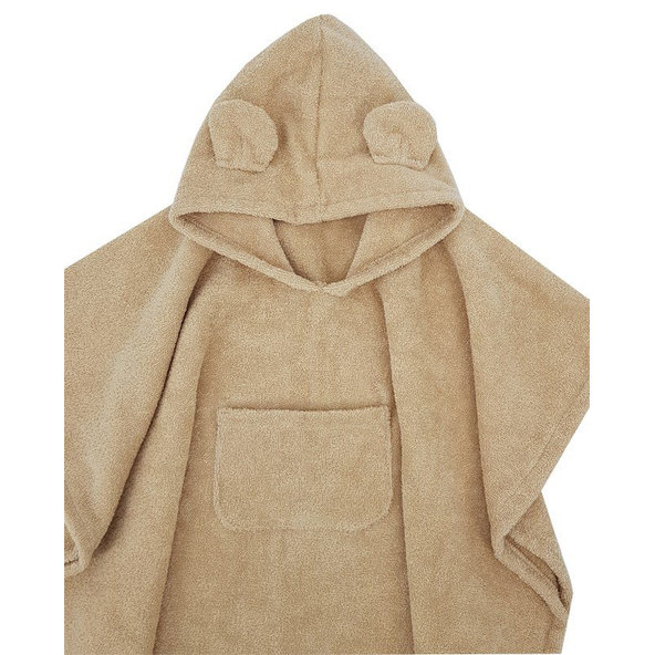 EKO Pončo bavlnené s kapucňou a uškami Beige 75x120 cm