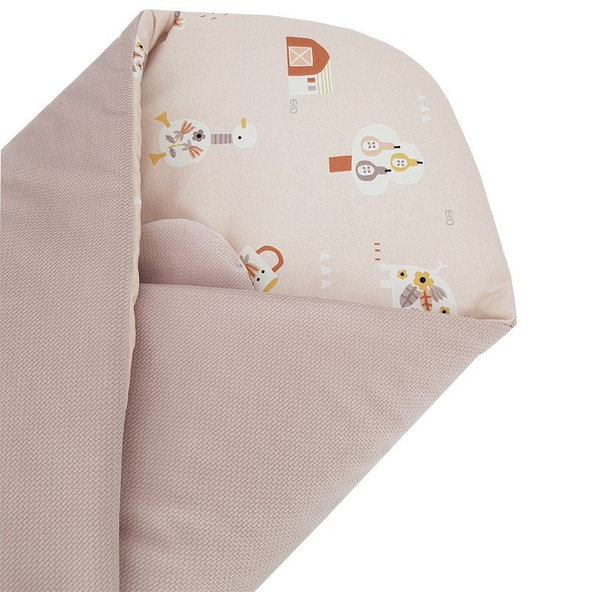 EKO Zavinovačka bavlnená s kokosovou vyberateľnou vložkou VELVET My farm Powder pink 75x75 cm