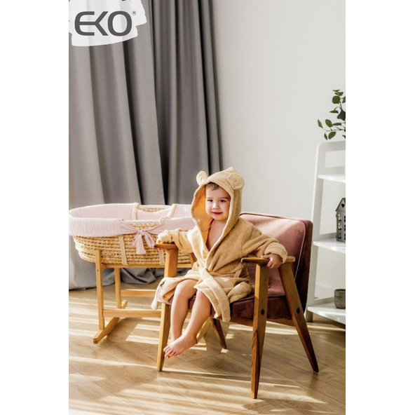 EKO Župan bavlnený s kapucňou a uškami Beige veľ. 104-110