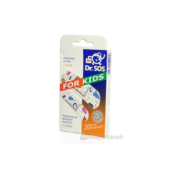 Dr. SOS DETSKÉ náplasti prúžky mix vodeodolné  20ks