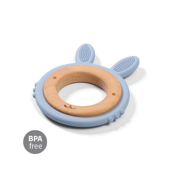 BABYONO Hryzačka dreveno-silikónová Bunny