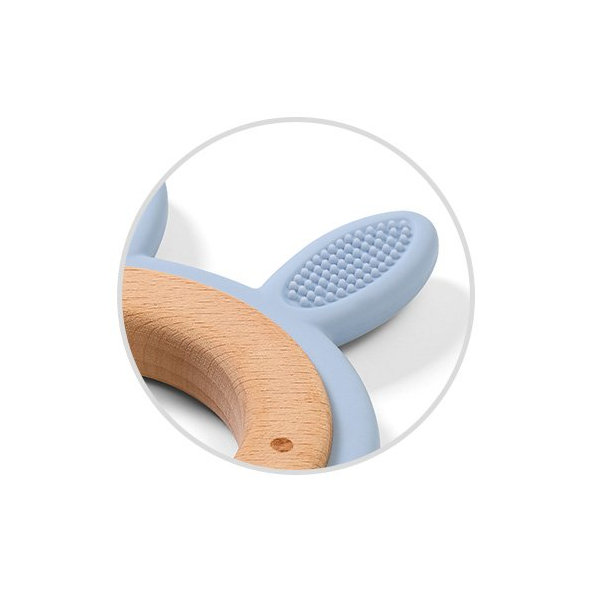 BABYONO Hryzačka dreveno-silikónová Bunny