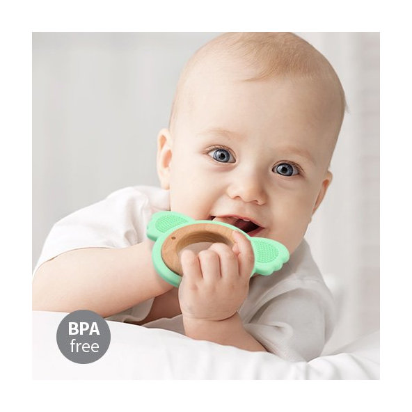 BABYONO Hryzačka dreveno-silikónová Koala