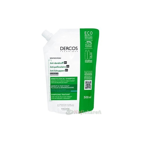 VICHY Dercos náhradná náplň šampón proti mastným lupinám 390ml