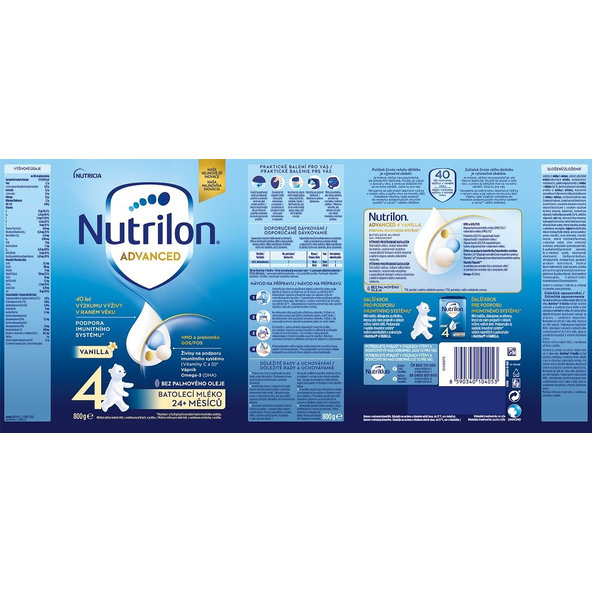 3x NUTRILON 4 Vanilla batolecí mléko 800 g, 24+