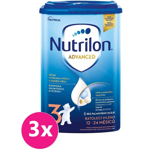 3x NUTRILON 3 Batoľacie mlieko 800 g, 12+