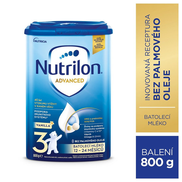 3x NUTRILON 3 Vanilla batoľacie mlieko 800 g, 12+