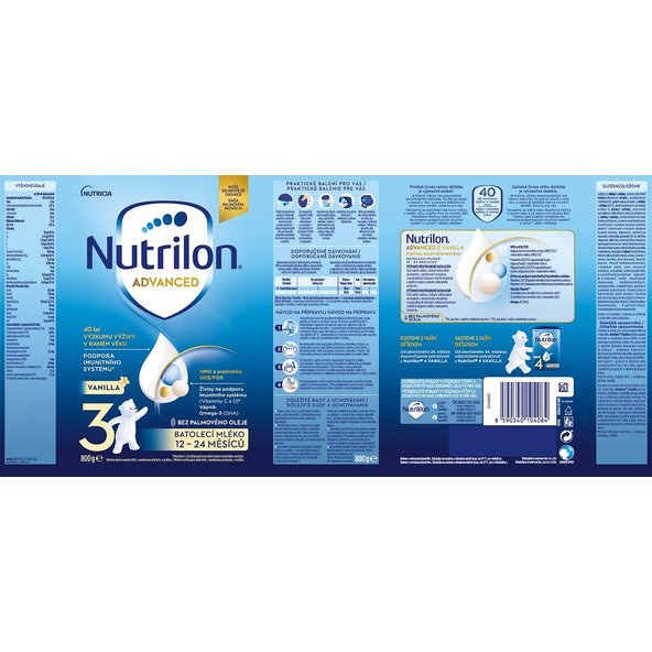 3x NUTRILON 3 Vanilla batoľacie mlieko 800 g, 12+
