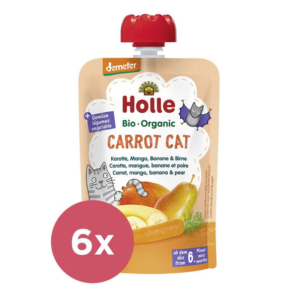 6x HOLLE Carrot Cat Bio pyré mrkva mango banán hruška 100 g (6+)