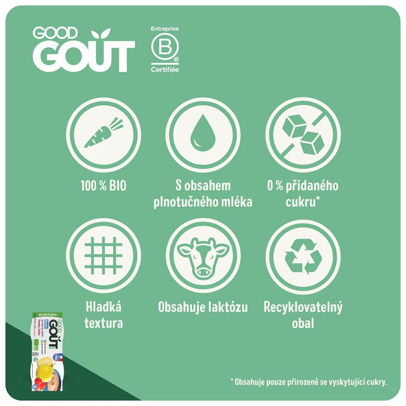 3x GOOD GOUT BIO Dezert jahodový s jablkom (2x100 g), 6m+