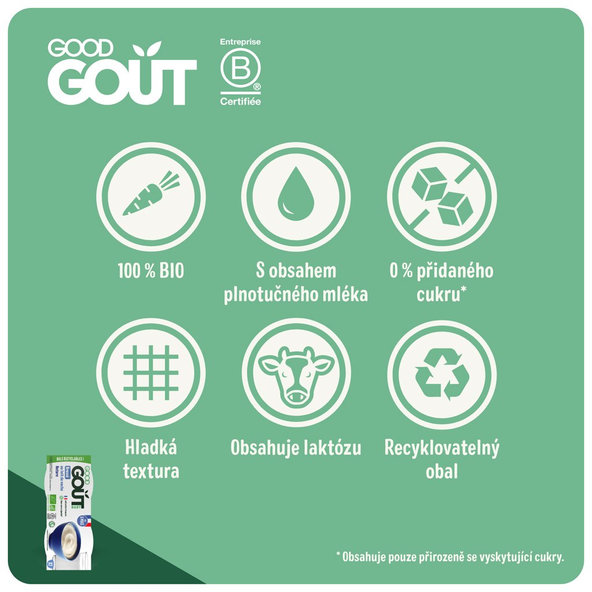3x GOOD GOUT BIO Dezert mliečny (2x100 g), 6m+