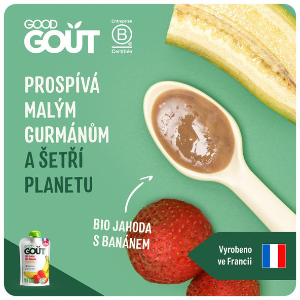 3x GOOD GOUT BIO Ovocné pyré bez lepku Jahoda a banán 120 g