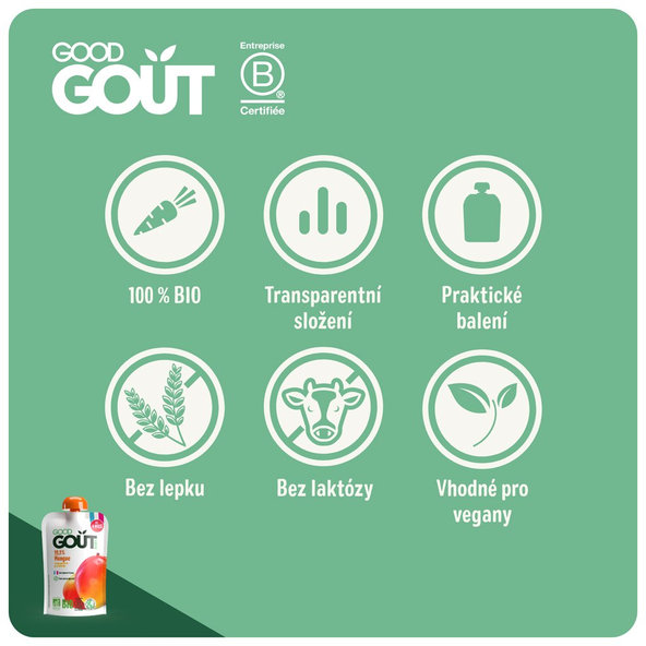 3x GOOD GOUT BIO Kapsička ovocná Mango 120 g, 4m+