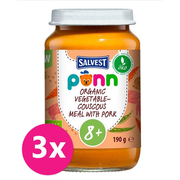 3x SALVEST Põnn BIO Mäso bravčové s kuskusom a zeleninou 190 g