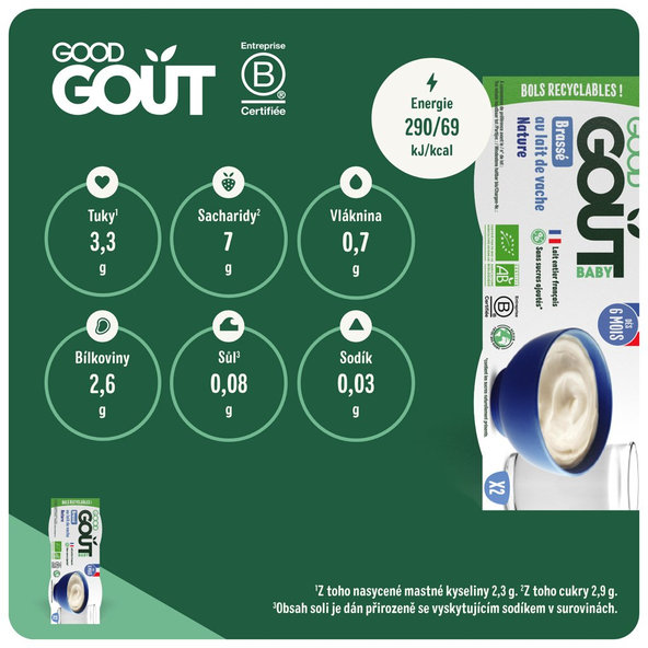 6x GOOD GOUT BIO Dezert mliečny (2x100 g), 6m+