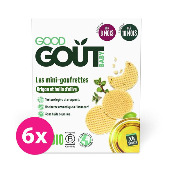 6x GOOD GOUT BIO Wafle s oreganom a olivovým olejom (24 g), 8m+