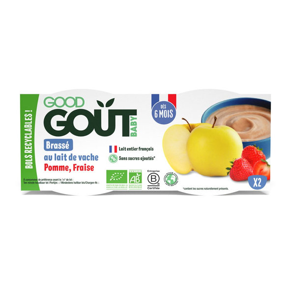 GOOD GOUT BIO Dezert jahodový s jablkom (2x100 g), 6m+