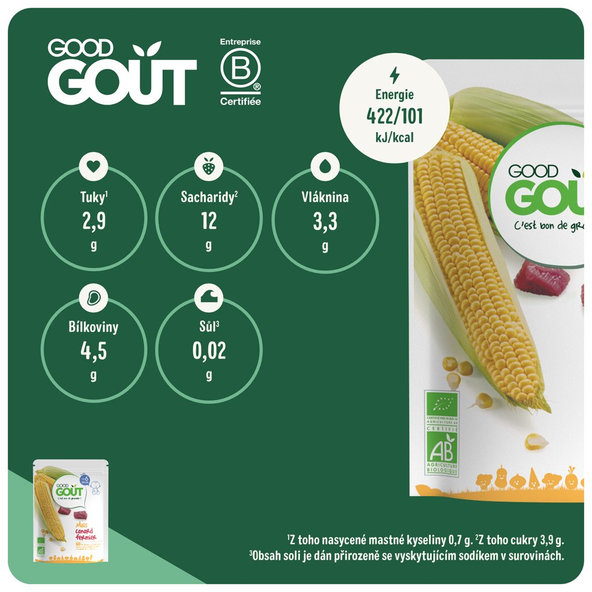 GOOD GOUT BIO Kukuřice s kachním masem 3x190 g