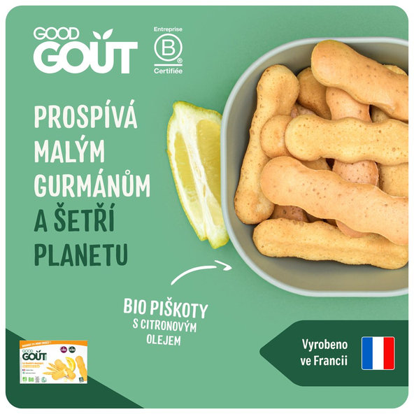 GOOD GOUT BIO Piškóty s esenciálnym citrónovým olejom (120 g), 8m+