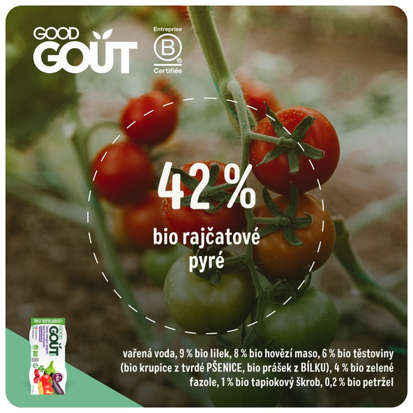 GOOD GOUT BIO Špagety s baklažánom a hovädzím mäsom (2x190 g), 8m+