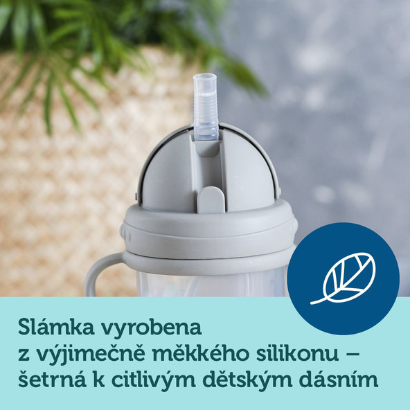 CANPOL BABIES Hrnček netečúci so slamkou so závažím 270 ml 6m+ Exotic Animals žltý