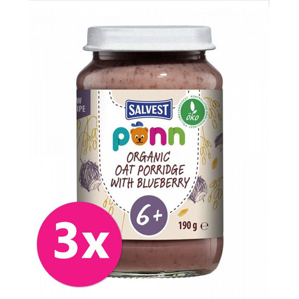 3x SALVEST Põnn BIO Čučoriedky s ovsenými vločkami 190 g