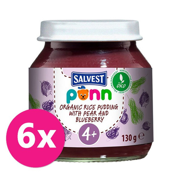 6x SALVEST Põnn BIO Pyré hruškovo-čučoriedkové s pšenom 130 g