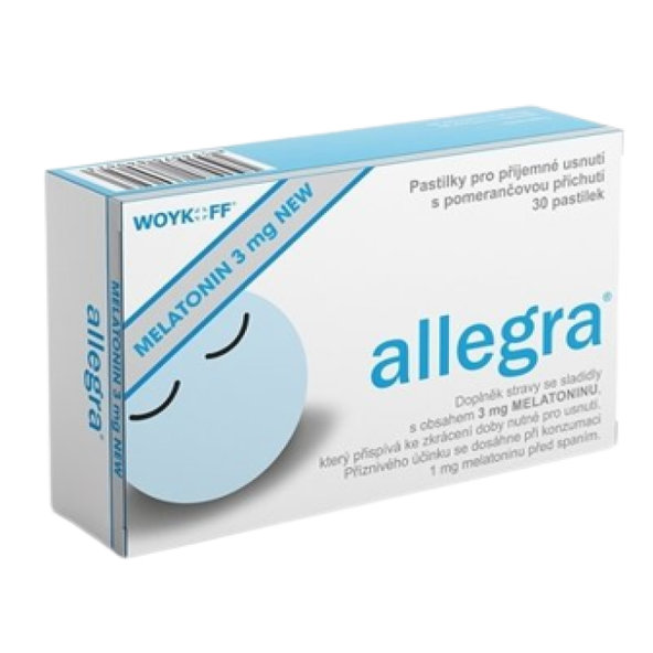 allegra MELATONÍN 3 mg pastilky s pomarančovou príchuťou (inov.2019) 30 ks