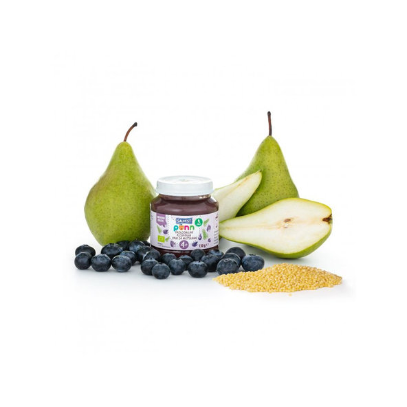 SALVEST Põnn BIO Pyré hruškovo-čučoriedkové s pšenom 130 g