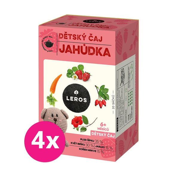 4x LEROS Čaj detská Jahôdka 20x2g