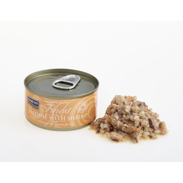 FISH4CATS Konzerva pre mačky Finest sardinka s krevetami 70g