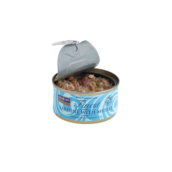 FISH4CATS Konzerva pre mačky Finest sardinka s mušľami 70g