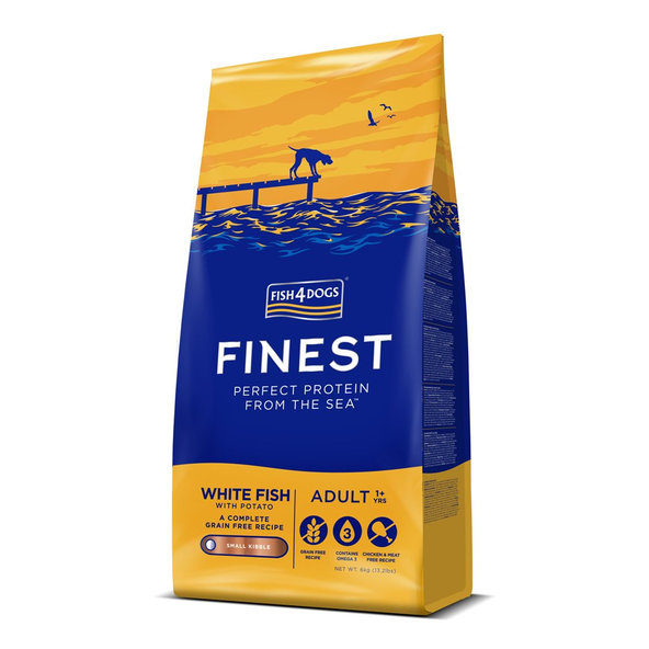 FISH4DOGS Granule malé pre dospelých psov Finest biela ryba so zemiakmi 6kg, 1+