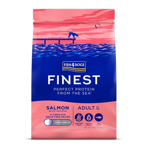 FISH4DOGS Granule malé pre dospelých psov Finest losos so zemiakmi 1,5kg, 1+