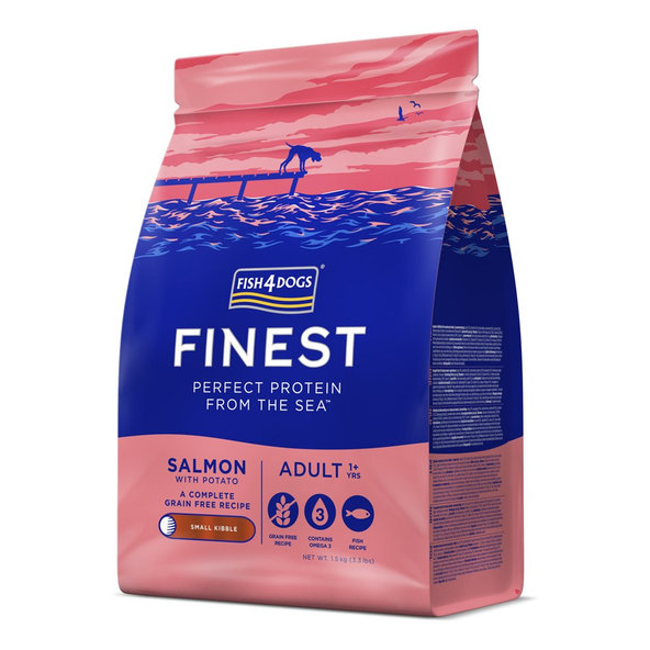 FISH4DOGS Granule veľké pre dospelých psov Finest losos so zemiakmi 1,5kg, 1+