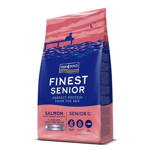 FISH4DOGS Granule veľké pre starších psov Finest losos so sladkými zemiakmi 12kg, 8+