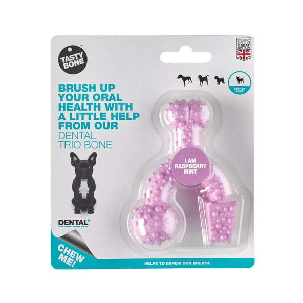 TASTY BONE Dental trio kostička nylonová pre extra malých psov - Raspberry mint