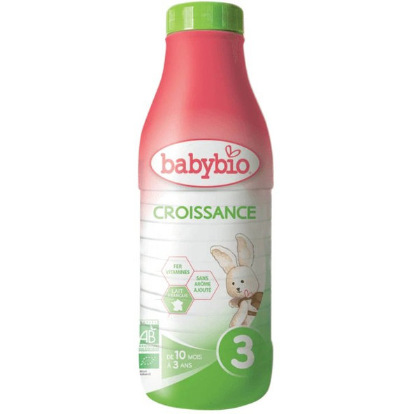 3x BABYBIO Croissance 3 tekuté dojčenské bio mlieko 1 l