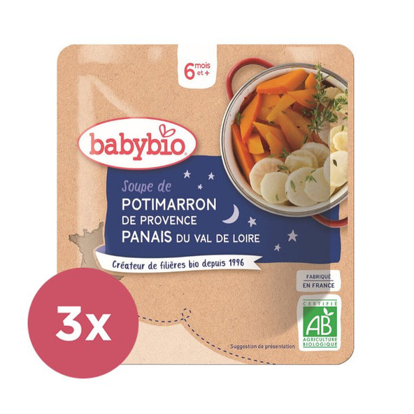 3x BABYBIO Tekvicová polievka s paštrnákom 190 g