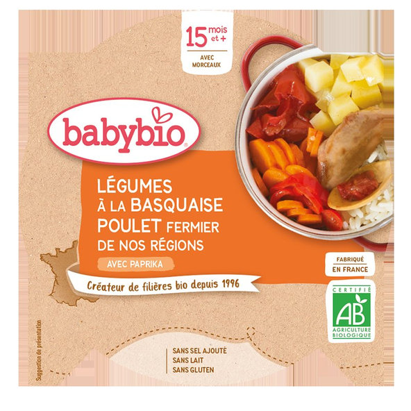3x BABYBIO Menu zelenina s kuracím mäsom a ryžou 260 g