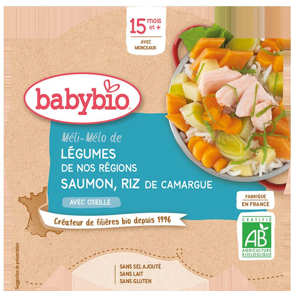 3x BABYBIO Menu zelenina s lososom a ryžou 260 g