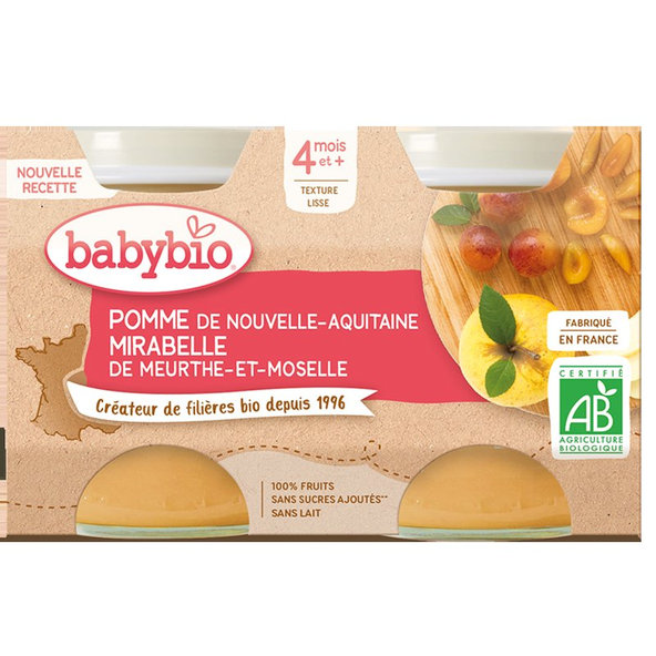 3x BABYBIO Mirabelky jablko 2x130 g