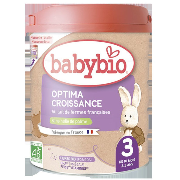 3x BABYBIO OPTIMA 3 Croissance dojčenské bio mlieko 800 g