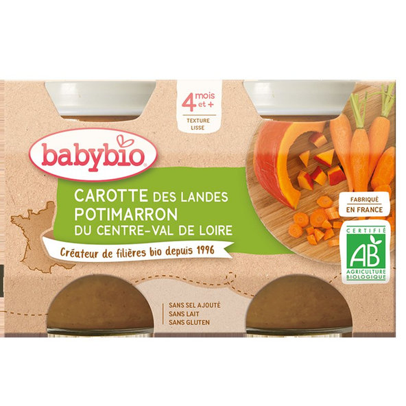 3x BABYBIO Príkrm mrkva tekvica 2x 130 g